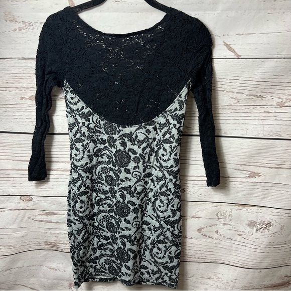 Free People Gray Knit Floral Lace Corset Front Dress - Picture 6 of 9